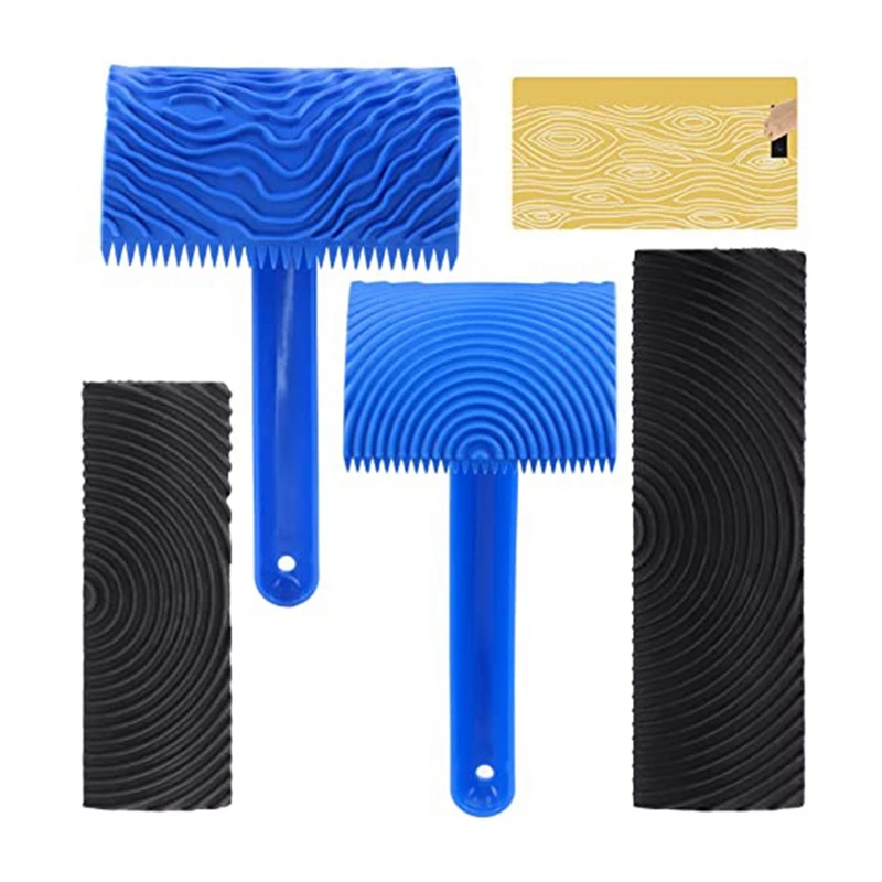 

Wood Graining Painting Tool Set MS6 MS17 MS18B Rubber Grain Pattern Roller Painter With Handle,For Wall Painting DIY