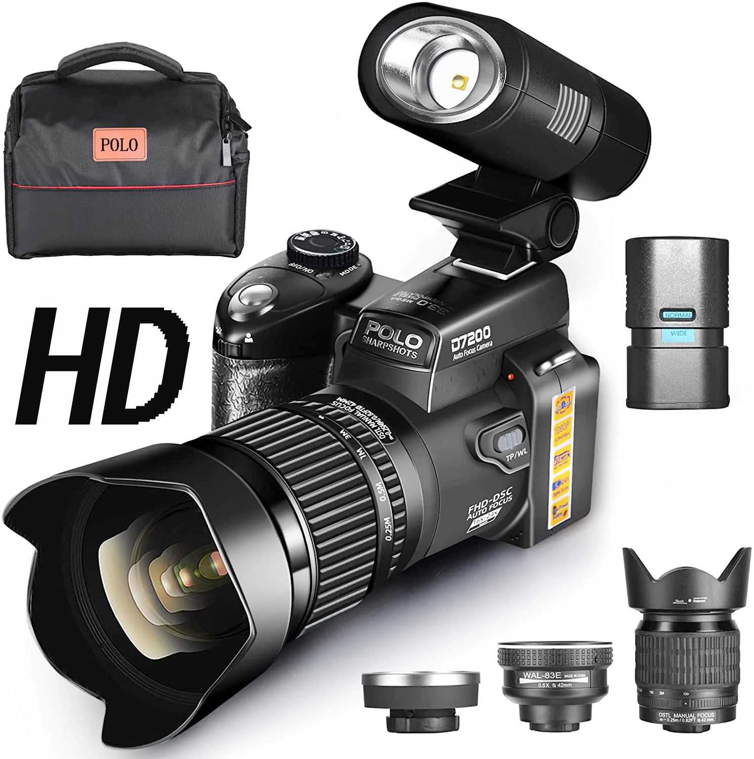 ELRVIKE 2023 Digital Camera HD POLO D7200 33Million Pixel Auto Focus Professional DSLR Video Camera 24X Optical Zoom Three Lens
ELRVIKE 2023 Digital Camera HD POLO D7200 33Million Pixel Auto Focus Professional DSLR Video Camera 24X Optical Zoom Three Lens