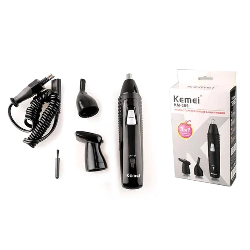 

KEMEI KM-309 3 in 1 Rechargable Electric Beard Eyebrows Nose Ear Hair Trimmer Automatic Removal Shaver Clipper For Men Face Care