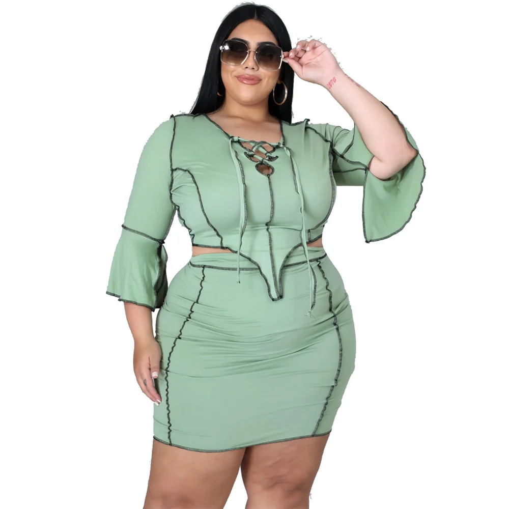 Plus Size Women Clothing 2 Piece Skirt Sets for Women Ribbing Elastic Waist Above Knee Hight Waist Skirts Wholesale Dropshipping
Plus Size Women Clothing 2 Piece Skirt Sets for Women Ribbing Elastic Waist Above Knee Hight Waist Skirts Wholesale Dropshipping