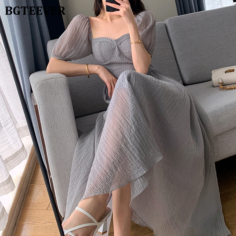 BGTEEVER Summer Puff Sleeve Women A-line Dress Elegant Slim Waist Square Collar Female Midi Dress Ladies Vestidos
BGTEEVER Summer Puff Sleeve Women A-line Dress Elegant Slim Waist Square Collar Female Midi Dress Ladies Vestidos