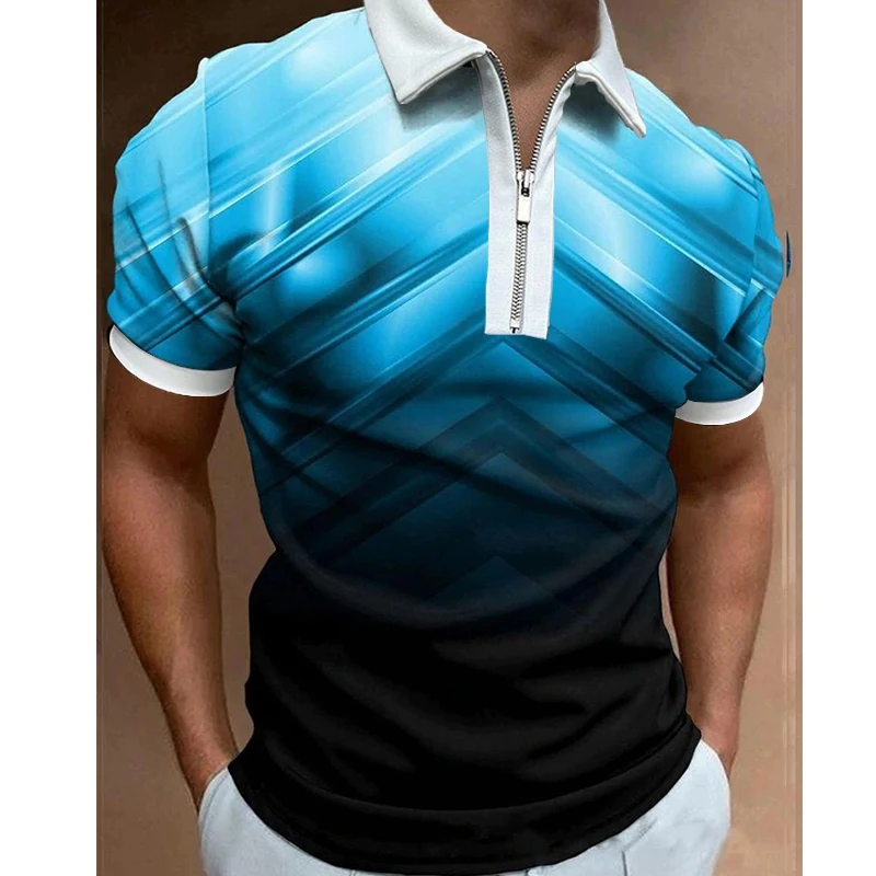 Fashion Men's Clothing Polo Shirts Casual Turn-Down Collar Zipper Streetwear Stripes Print Short Sleeve Tee Shirt Men Polos Tops
Fashion Men's Clothing Polo Shirts Casual Turn-Down Collar Zipper Streetwear Stripes Print Short Sleeve Tee Shirt Men Polos Tops