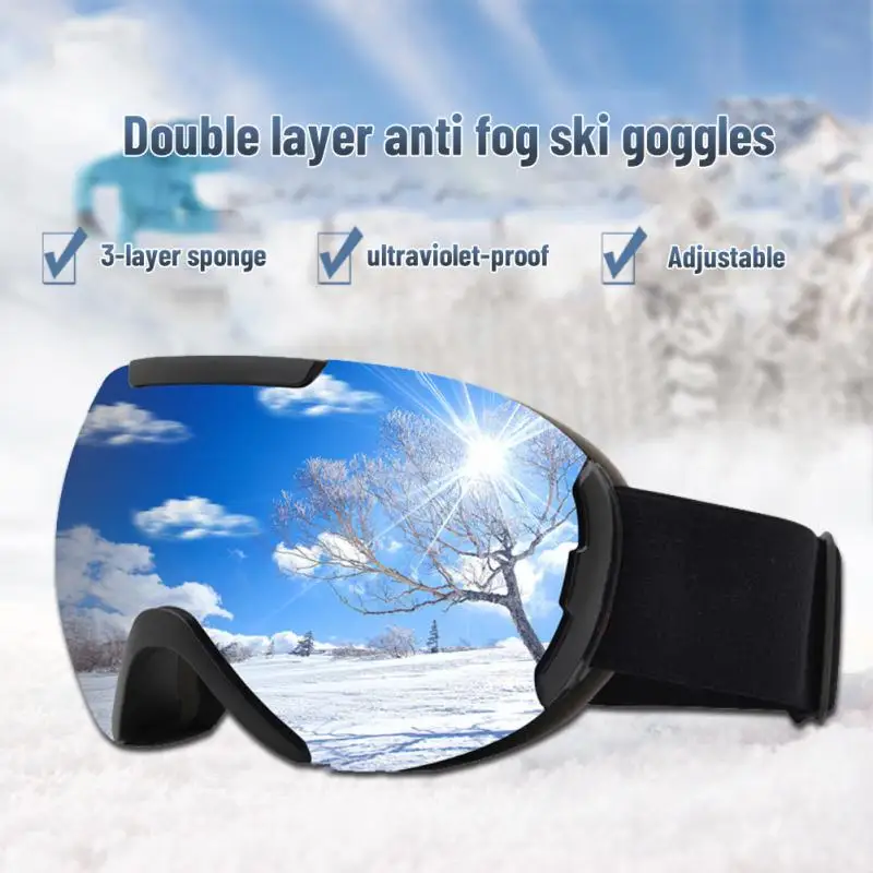 

Eye Protection Ski Supplies Anti-radiation Double Layer Ski Goggles Windproof Stable Ski Glasses Large Spherical Polarized Light