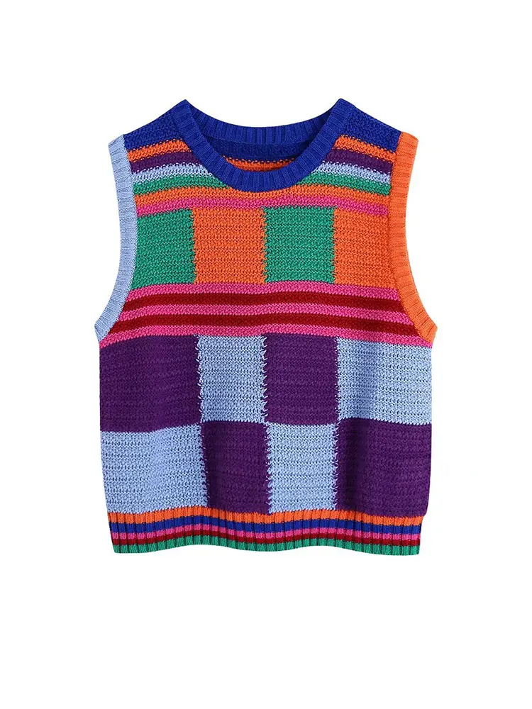 Nlzgmsj ZBZA Women 2022 Fashion Striped Palid Short Knit Vest Retro Sleeveless Round Neck Slim Women Tops Streetwear 202203
Nlzgmsj ZBZA Women 2022 Fashion Striped Palid Short Knit Vest Retro Sleeveless Round Neck Slim Women Tops Streetwear 202203