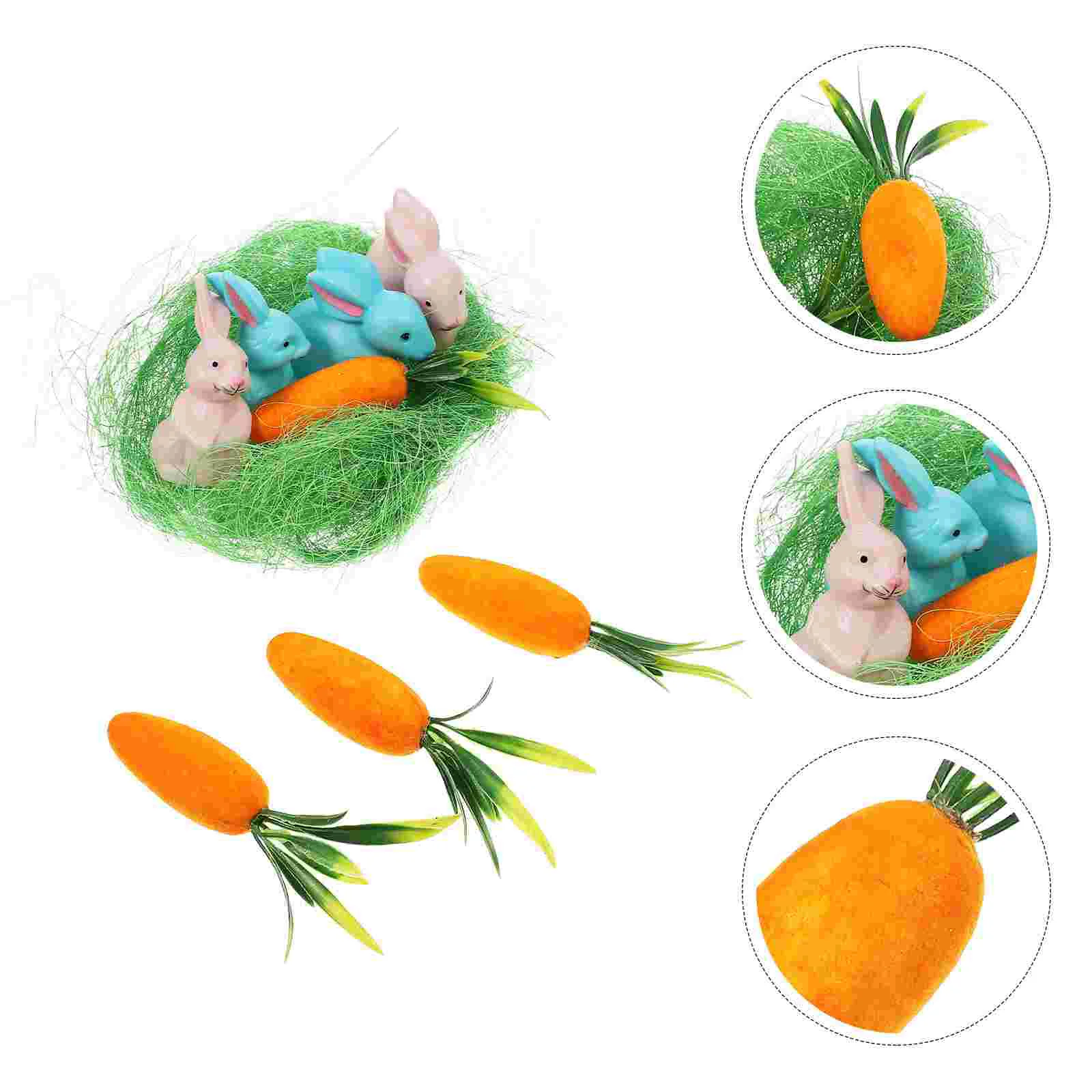 

Easter Bunny Carrot Decorations Ornaments Decoration Rabbit Statue Carrots Artificial Basket Decor Desktop Fake Simulation Tray