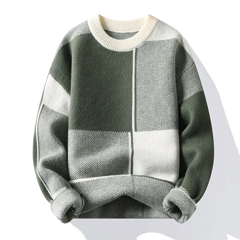 Winter New Round Neck Thicken Sweater Men Harajuku Style Men's Knitwear Geometric Brand Long Sleeve Clothes Patchwork Pullovers 
Winter New Round Neck Thicken Sweater Men Harajuku Style Men's Knitwear Geometric Brand Long Sleeve Clothes Patchwork Pullovers