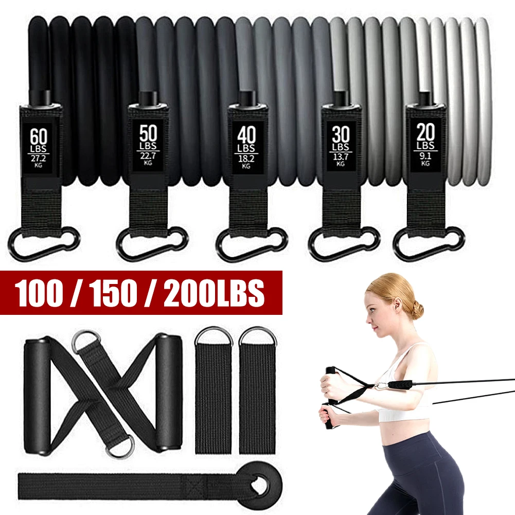 100/150/200LBS Resistance Bands Set Elastic Fitness Tube Bands With Anchor Ankle Straps Handles Yoga Pull Rope Muscle Training
100/150/200LBS Resistance Bands Set Elastic Fitness Tube Bands With Anchor Ankle Straps Handles Yoga Pull Rope Muscle Training