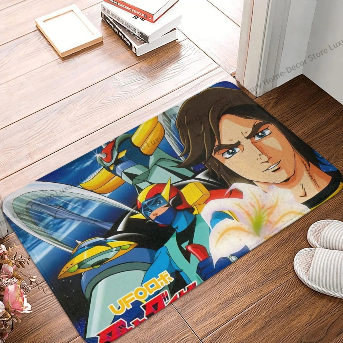 

UFO Robot Grendizer Non-slip Doormat Living Room Mat Characters Hallway Carpet Entrance Door Rug Bedroom Decorative