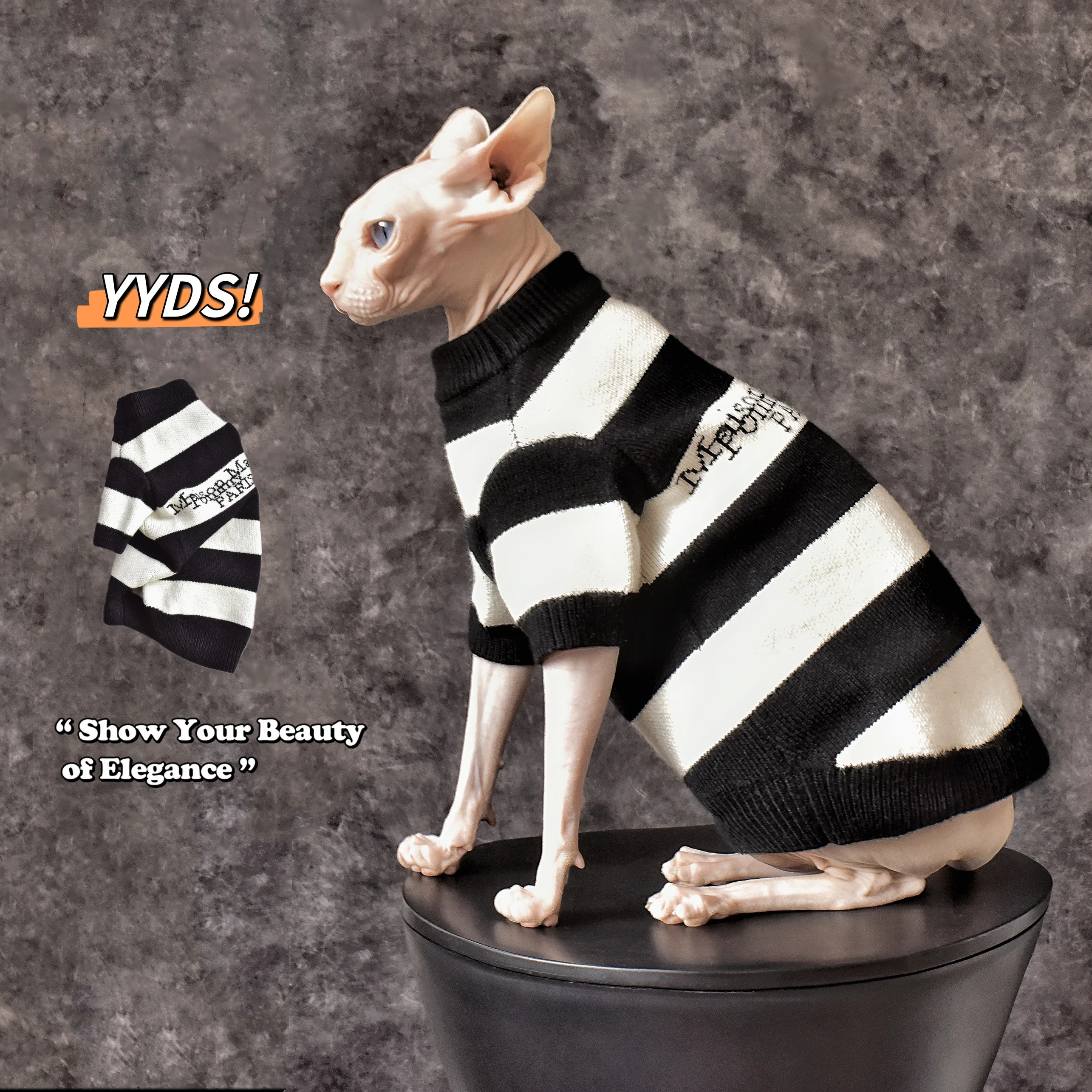 Sphynx Cat Clothes Black and White Striped Sweater Hairless Cat Clothes Warm and Thicken Winter Cat Clothes
Sphynx Cat Clothes Black and White Striped Sweater Hairless Cat Clothes Warm and Thicken Winter Cat Clothes