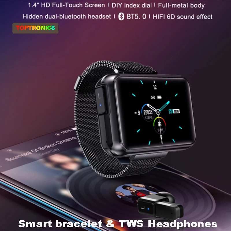 Big DIY Screen Smart Watch 2 in 1 TWS Wireless Bluetooth Headset Heart Rate Fitness Tracker Bracelet Sport Man Smartwatch New
Big DIY Screen Smart Watch 2 in 1 TWS Wireless Bluetooth Headset Heart Rate Fitness Tracker Bracelet Sport Man Smartwatch New