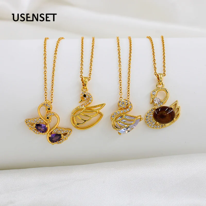 High Grade Swan Zircon Crystal Stone Pendant Necklace Stainless Steel Choker Luxury Jewelry Birthday Gifts For Women Girls
High Grade Swan Zircon Crystal Stone Pendant Necklace Stainless Steel Choker Luxury Jewelry Birthday Gifts For Women Girls