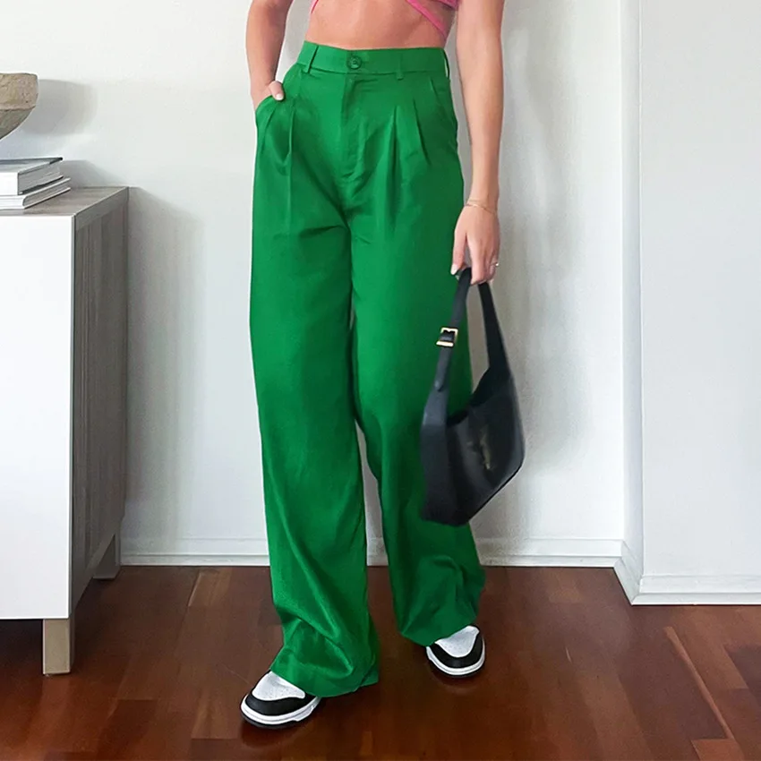 Street Baggy Pants Women Green High Waist Vintage Long Trouser Pleated Double Pockets Floor-Length Pants Summer 2022 New
Street Baggy Pants Women Green High Waist Vintage Long Trouser Pleated Double Pockets Floor-Length Pants Summer 2022 New