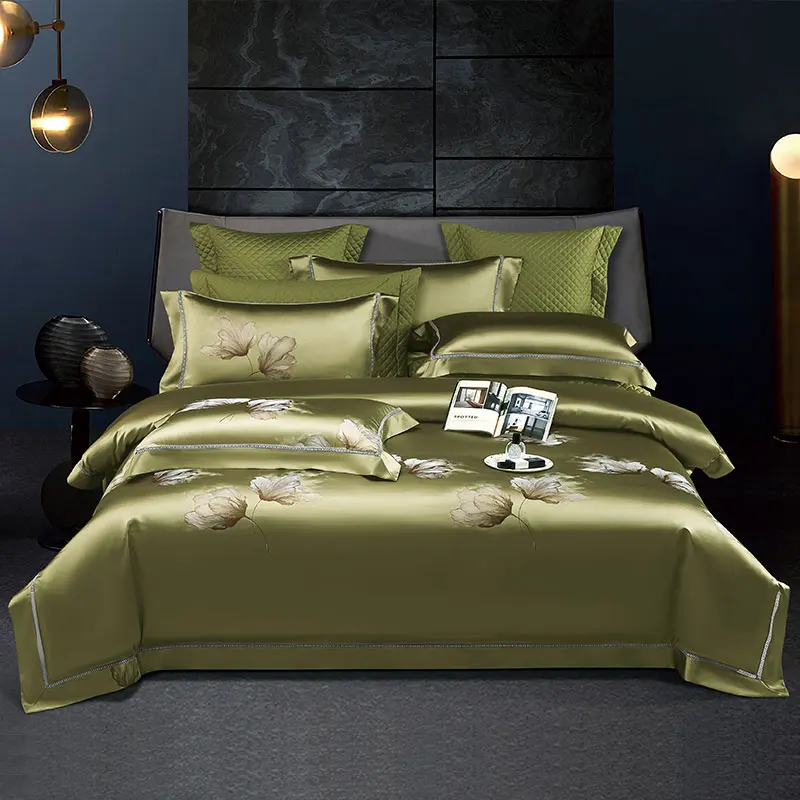 

Luxury 1000TC Egyptian Cotton 4/6/8Pcs Bedding Set Satin Jacquard Soft Silky Queen King Duvet Cover Set Bed Sheet Pillowcases
