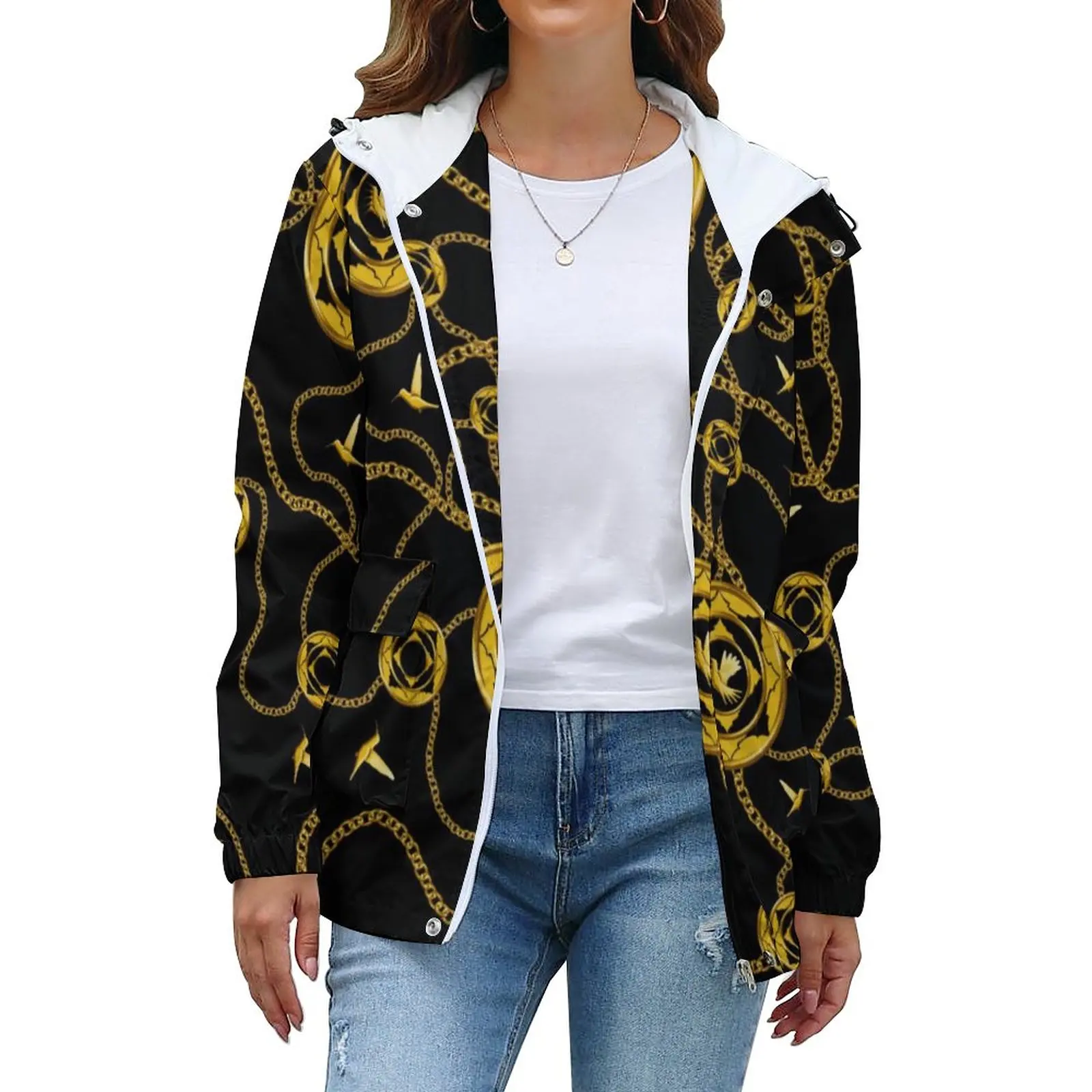 Повседневные осенние куртки с принтом цепей, свободные пальто золотого цвета, Женская куртка на молнии в стиле ретро, большие размеры 4XL 5XL
Повседневные осенние куртки с принтом цепей, свободные пальто золотого цвета, Женская куртка на молнии в стиле ретро, большие размеры 4XL 5XL