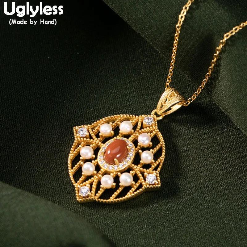 Uglyless Hollow Fashion Palace Women Luxury Dress Necklaces + Chains Gold 925 Silver Grilles Pendants Natural Agate Pearls Jewel
Uglyless Hollow Fashion Palace Women Luxury Dress Necklaces + Chains Gold 925 Silver Grilles Pendants Natural Agate Pearls Jewel