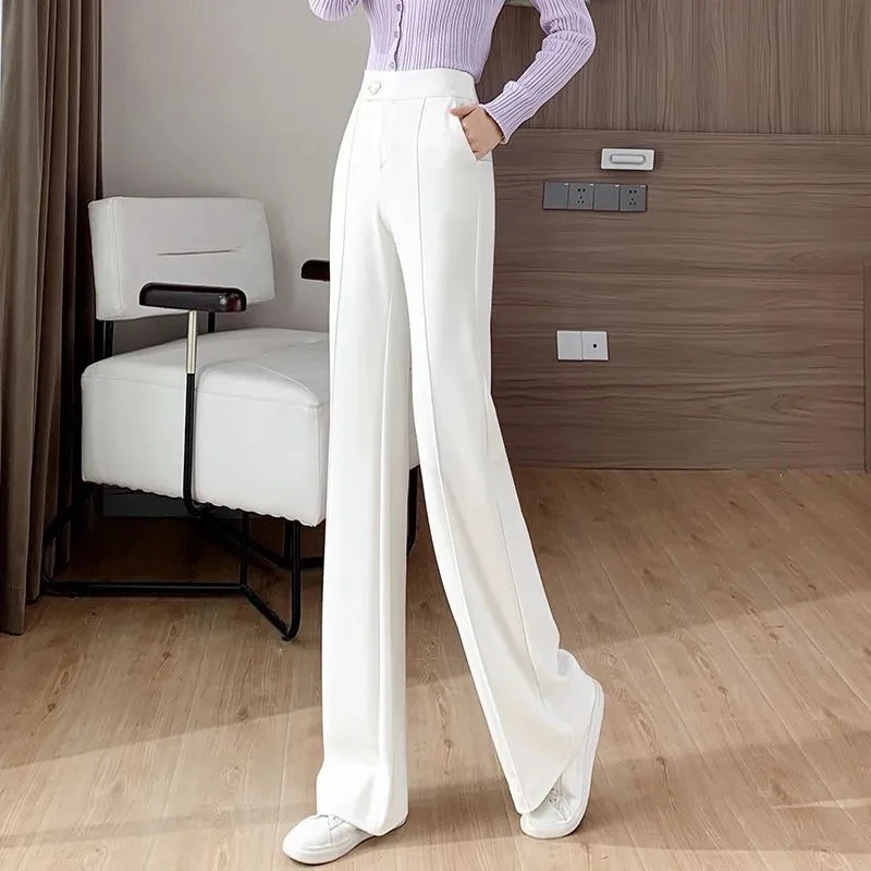 

Женские расклешенные брюки прямого кроя, высокая талия, элегантные мешковатые брюки, корейская модная уличная одежда, повседневные широкие брюки, брюки-карго