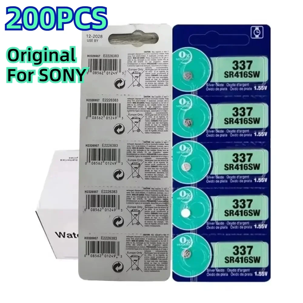 200 шт. оригинальные аккумуляторы для SONY 337 SR416SW AG6 LR416 337A из оксида серебра