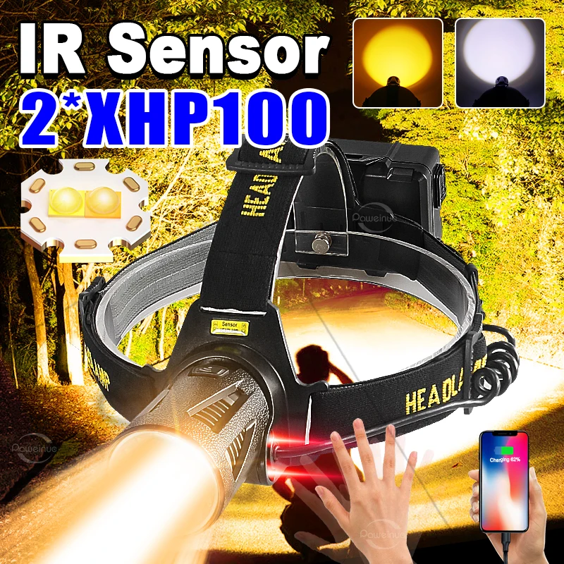 IR Sensor Powerful Led Headlamp XHP100 Rechargeable Head Flashlight Head Lamp Outdoor Camping Fishing Headlight 18650 Work Light
IR Sensor Powerful Led Headlamp XHP100 Rechargeable Head Flashlight Head Lamp Outdoor Camping Fishing Headlight 18650 Work Light