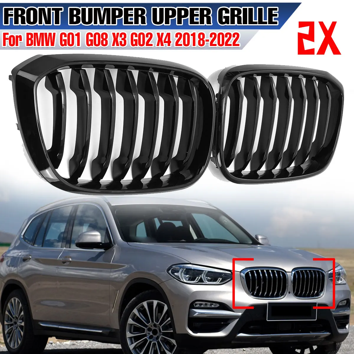 G01 G08 Car Front Bumper Kidney Grill Grille For BMW G01 G08 X3 G02 X4 2018-2022 Front Upper Radiator Grille Mesh Racing Grills
G01 G08 Car Front Bumper Kidney Grill Grille For BMW G01 G08 X3 G02 X4 2018-2022 Front Upper Radiator Grille Mesh Racing Grills