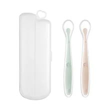 Baby Feeding Spoons Training Children Infant Temperature Sensoning Food Grade Flatware Tableware Cutlery Silicone Spoon With Box