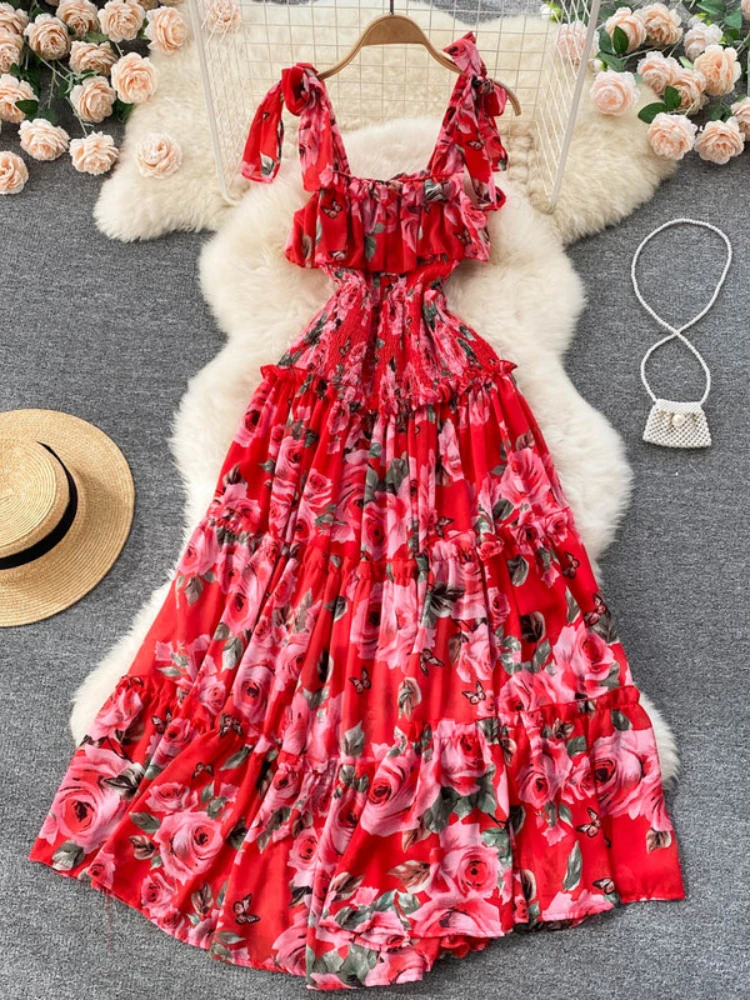 Chiffon Beach Dress Women Elegant Floral Printed Boho Long Dresses Summer Bandage High Waisted Ruffles A Line Party Long Robe
Chiffon Beach Dress Women Elegant Floral Printed Boho Long Dresses Summer Bandage High Waisted Ruffles A Line Party Long Robe