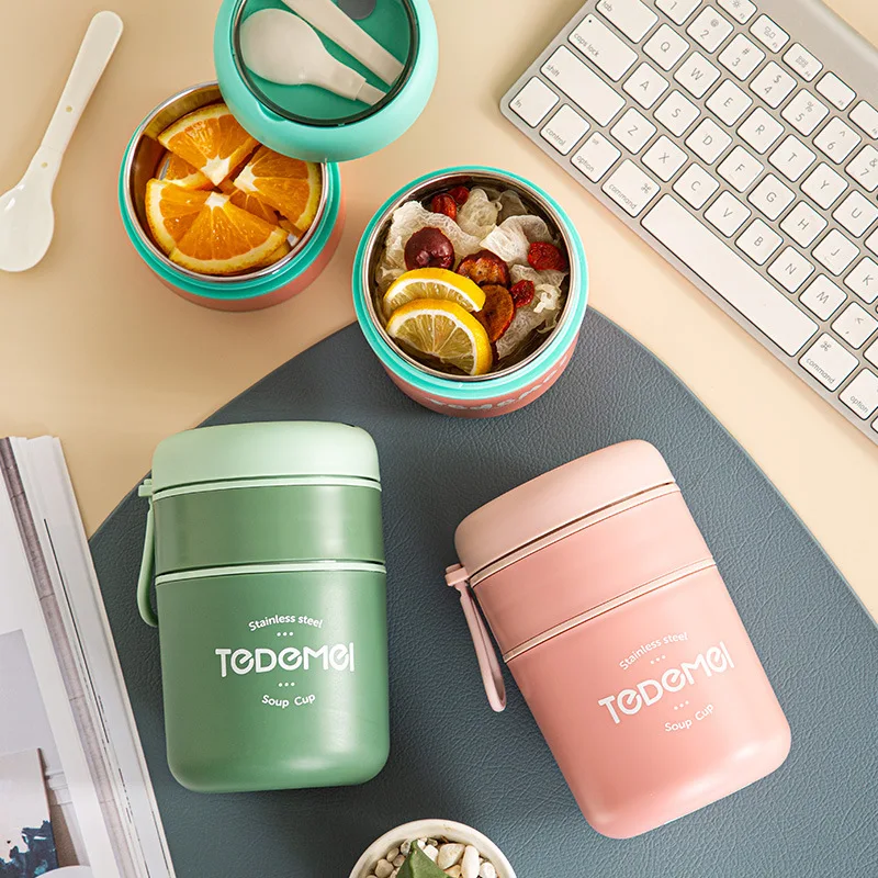 710ML Stainless Steel Lunch Box Cup with Spoon Double Layer Food Thermal Jar Insulated Soup Thermos Containers Thermische Box
710ML Stainless Steel Lunch Box Cup with Spoon Double Layer Food Thermal Jar Insulated Soup Thermos Containers Thermische Box