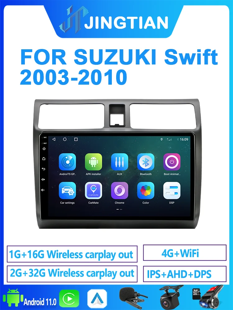 JingTian wireless Carplay Androidout Android 11 Car navigation Audio Radio Recorder Multimedia Player for Suzuki Swift 2003-2010
JingTian wireless Carplay Androidout Android 11 Car navigation Audio Radio Recorder Multimedia Player for Suzuki Swift 2003-2010