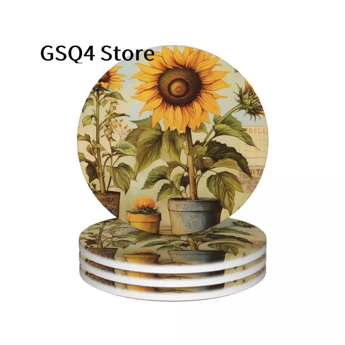 Vintage Flowers Sunflower Coasters of Drinks Set of 4 Cup Holders Water Absorbing Ceramic Drinks Coaster for Home Kitchen Gift
Vintage Flowers Sunflower Coasters of Drinks Set of 4 Cup Holders Water Absorbing Ceramic Drinks Coaster for Home Kitchen Gift