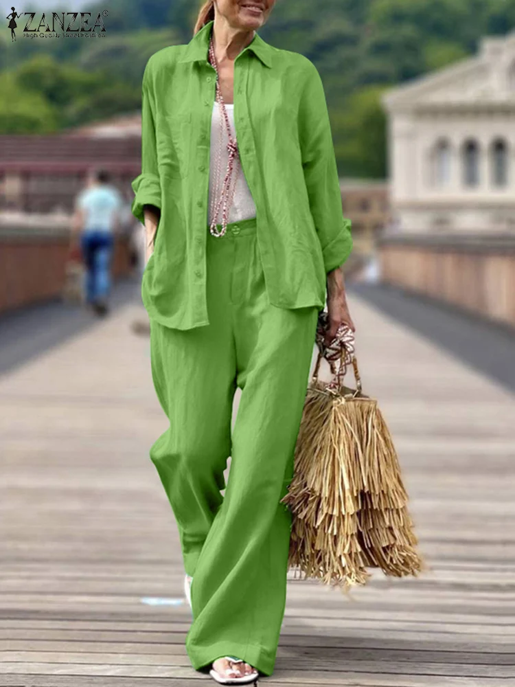 ZANZEA Fashion Baggy Cotton Outfits For Women Spring Long Sleeve Blouse Wide Leg Pants Loungewear Set Suits Pant Sets Oversized
ZANZEA Fashion Baggy Cotton Outfits For Women Spring Long Sleeve Blouse Wide Leg Pants Loungewear Set Suits Pant Sets Oversized
