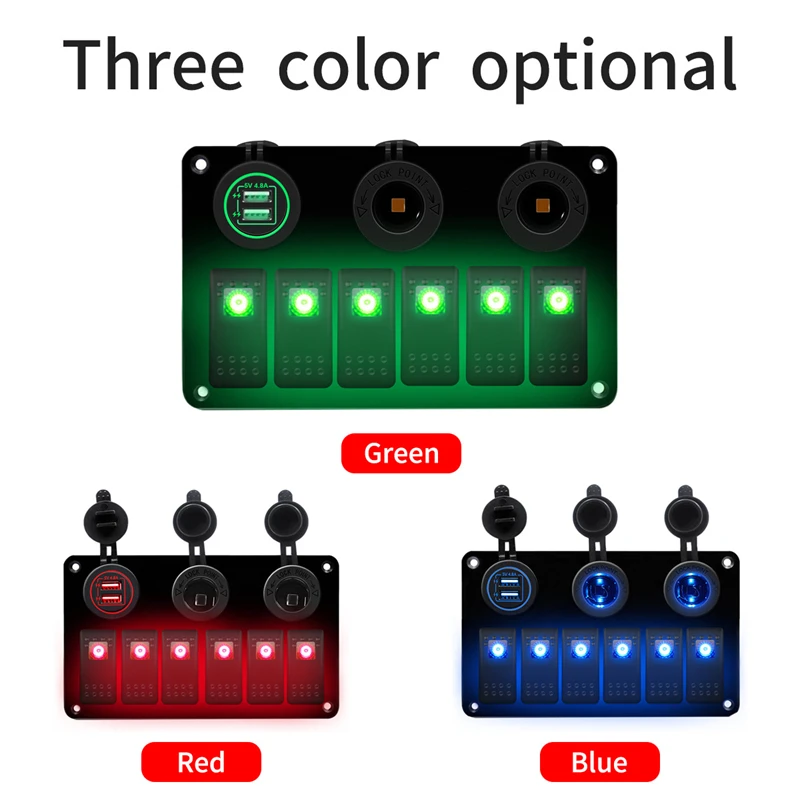 6 Gang Rocker Switch Panel with USB Charger 12V 24V Toggle Switch LED Light Bar Switch Rear Lights Switch Rock Lights Switch
6 Gang Rocker Switch Panel with USB Charger 12V 24V Toggle Switch LED Light Bar Switch Rear Lights Switch Rock Lights Switch