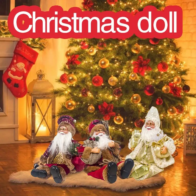 

Merry Christmas Santa Claus Sitting Doll Fabric Christmas Doll Christmas Decoration Children Doll Kids Gift For House Ornament