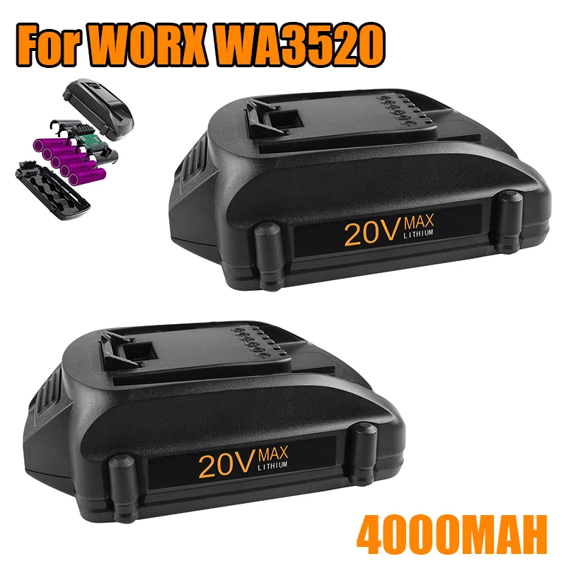 4000MAH For WORX WA3520 18V Ni-MH 4.0Ah Battery Replacement Compatible with WG929.1 WG163 WG320 WX550L WX176L WX530L WX178L L50
4000MAH For WORX WA3520 18V Ni-MH 4.0Ah Battery Replacement Compatible with WG929.1 WG163 WG320 WX550L WX176L WX530L WX178L L50