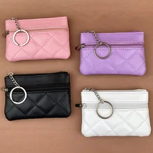 PU Leather Coin Purses Womens Small Change Money Bags Pocket Wallets Key Holder Case Mini Functional Pouch Zipper Card Wallet