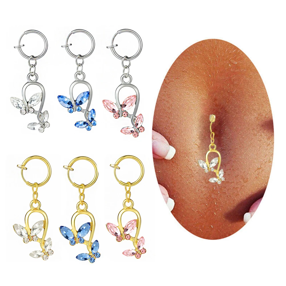 Fashion Faux Body Piercing Jewelry Fake Belly Piercing Butterfly Navel Rings CZ Clip on Belly Button Ring Non Piercing Jewelry
Fashion Faux Body Piercing Jewelry Fake Belly Piercing Butterfly Navel Rings CZ Clip on Belly Button Ring Non Piercing Jewelry