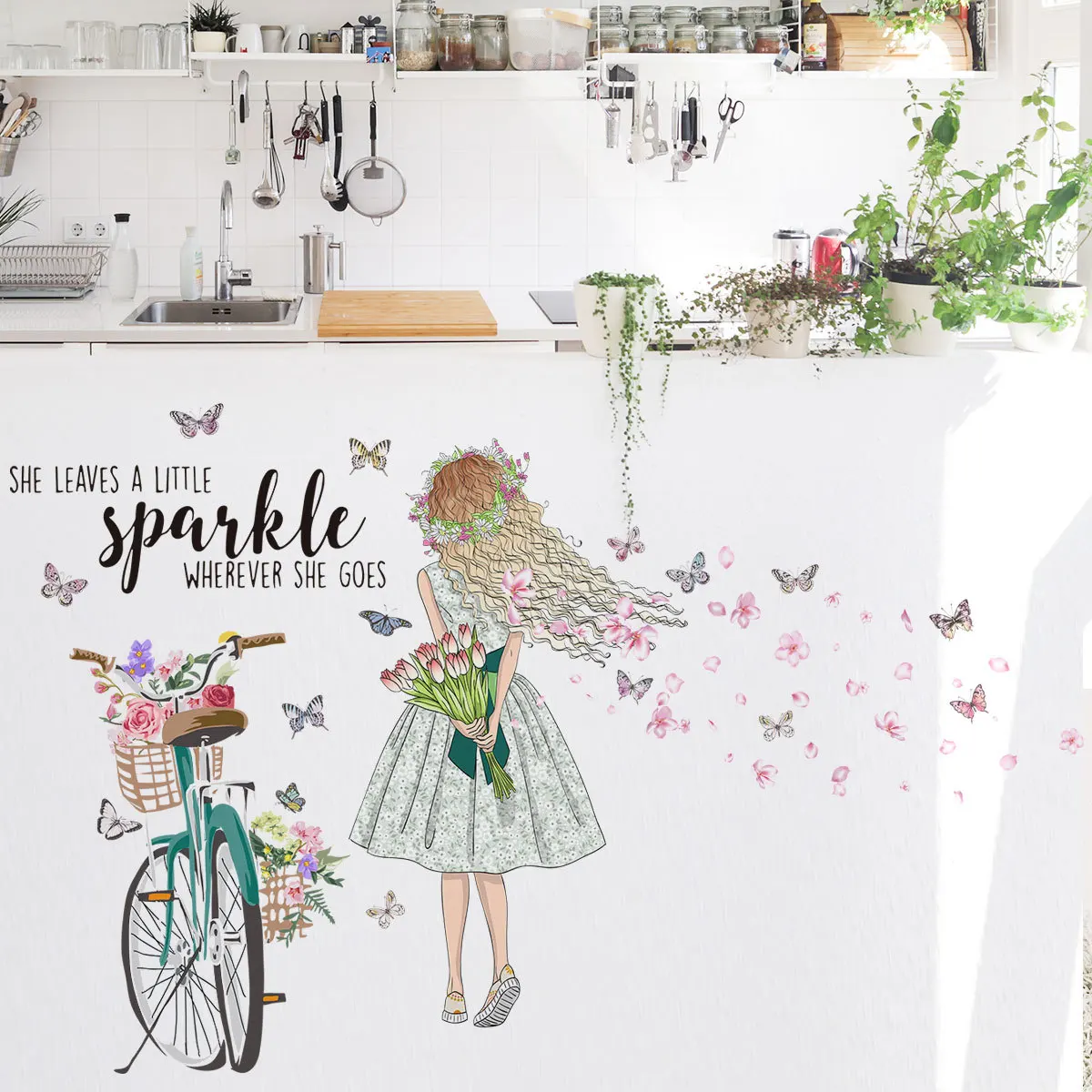 new bicycle flower girl English wall stickers background wall creative wall stickers in living room and bedroom
new bicycle flower girl English wall stickers background wall creative wall stickers in living room and bedroom
