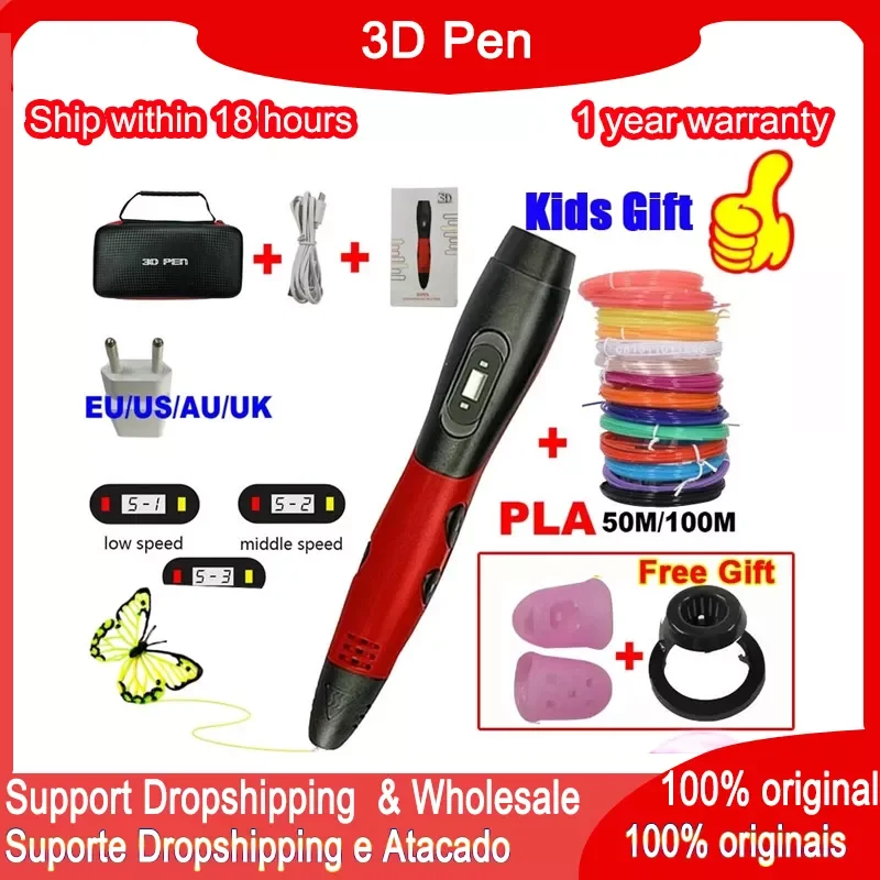 3D Pen With LCD Display 10 20 Colors 50 100 Meter PLA Filament Print Pen Suport ABS And PLA For Kids DIY Drawing
3D Pen With LCD Display 10 20 Colors 50 100 Meter PLA Filament Print Pen Suport ABS And PLA For Kids DIY Drawing