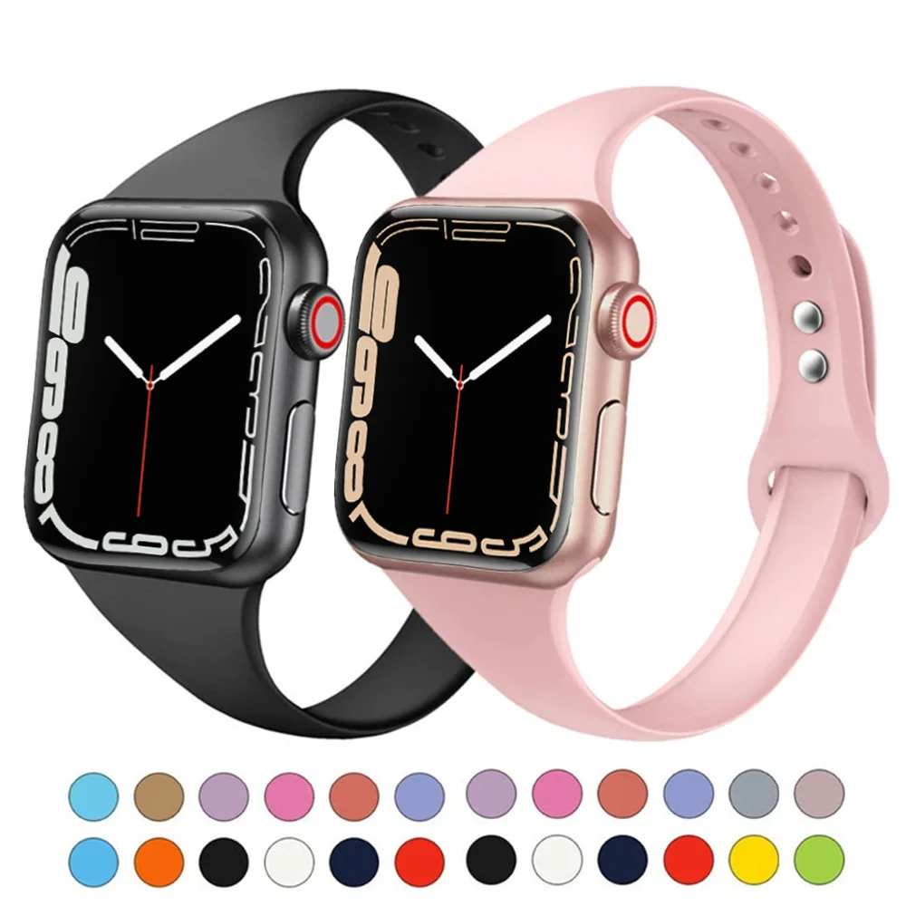 Slim Band for Apple watch strap 40mm 42mm 38mm 44mm Silicone wrsitband smartwatch correa bracelet iWatch 7 6 4 3 se 5 45mm 41mm
Slim Band for Apple watch strap 40mm 42mm 38mm 44mm Silicone wrsitband smartwatch correa bracelet iWatch 7 6 4 3 se 5 45mm 41mm