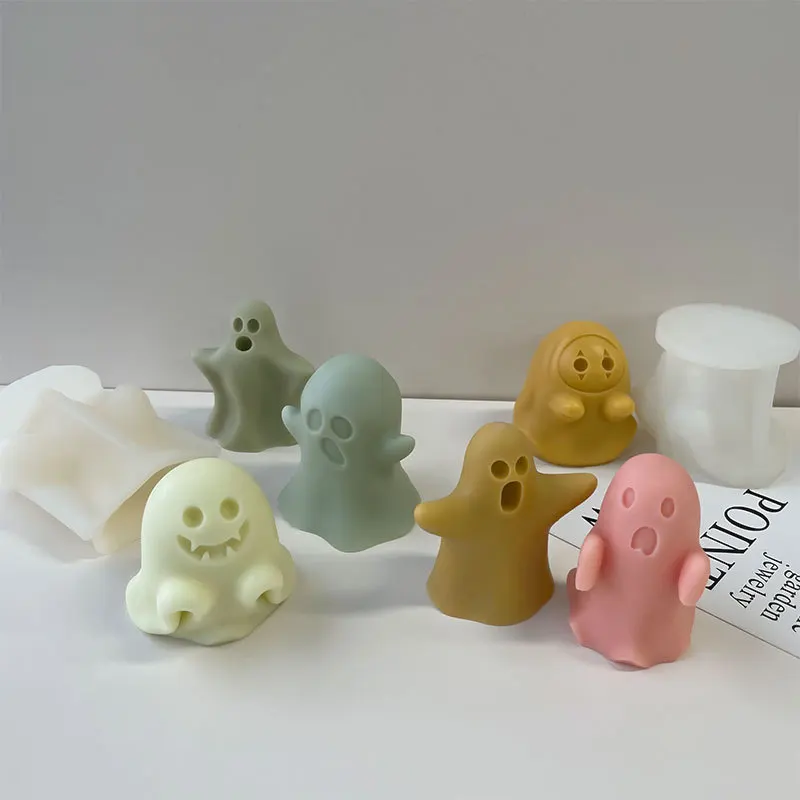 

3D Halloween Ghost Silicone Mold Epoxy Resin Aromatherapy Candle Plaster Ornament Mould DIY Halloween Party Decoration