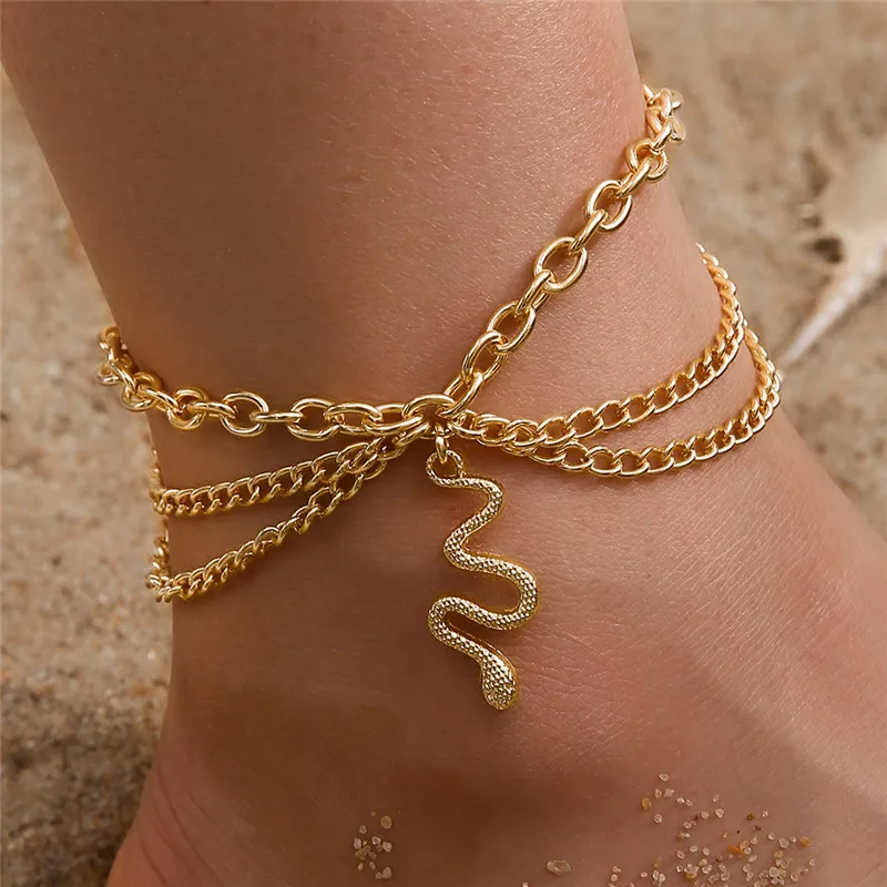

Boho Classic Snake Chain Bracelet Anklet Charms Tassel Starfish Heart Sexy Leg Chain On Foot Chain Modern Women Beach Jewelry