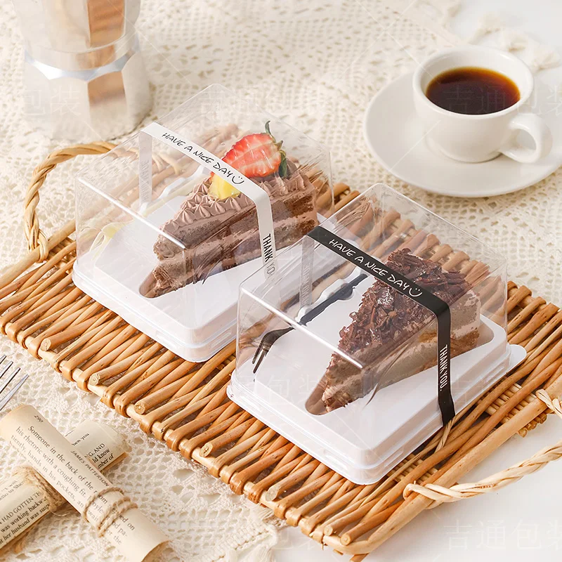 50PCS Transparent Cake Box With Fork Mousse Cake Cutting Box Swiss Clear Plastic Triangle Cutting Cake PET Packing Box 
50PCS Transparent Cake Box With Fork Mousse Cake Cutting Box Swiss Clear Plastic Triangle Cutting Cake PET Packing Box