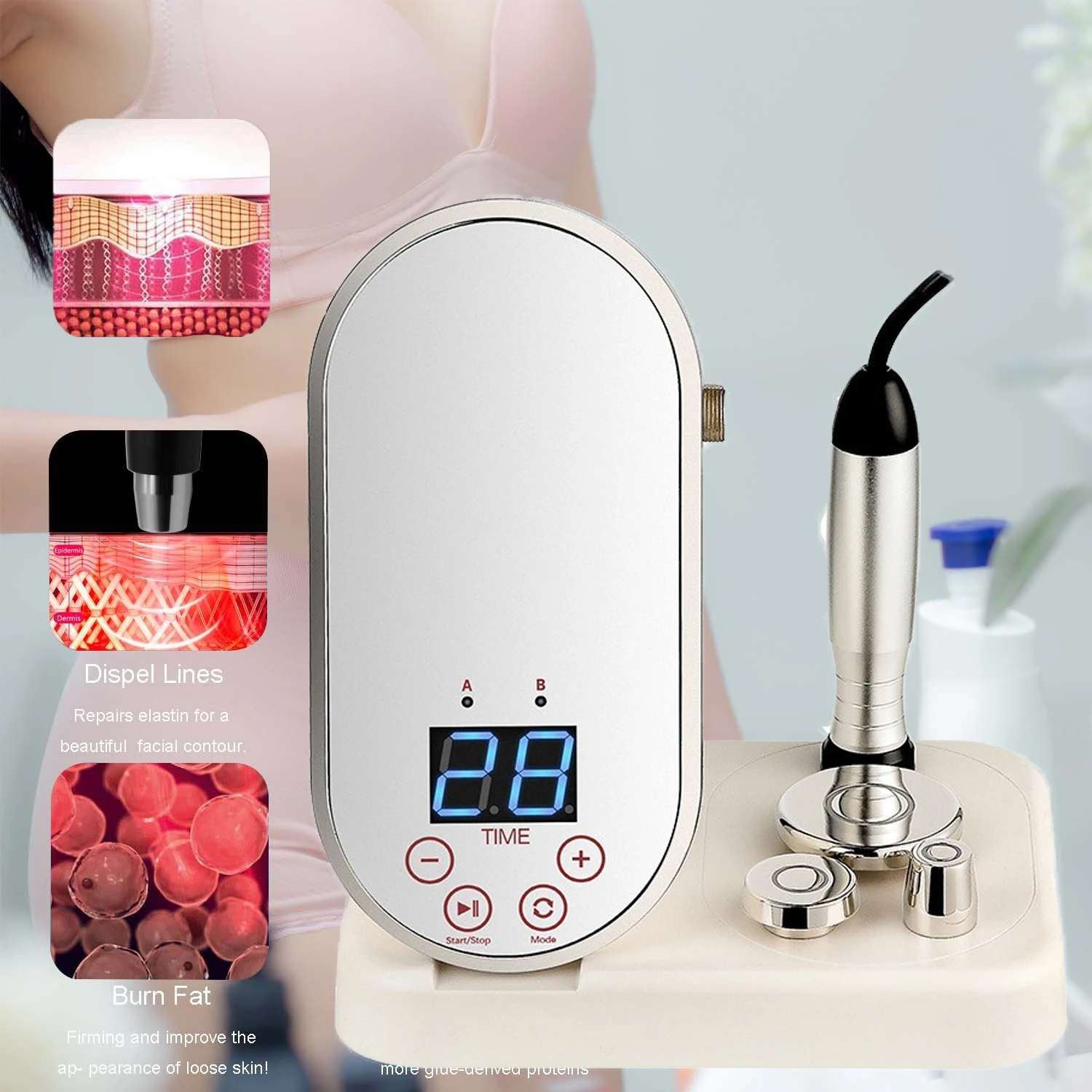 

Ultrasonic Cavitation Weight Loss Machine 2 in 1 80KHz Ultrasound Body Massage Fat Reduce Slimming Tool LED Therapy With Mirror