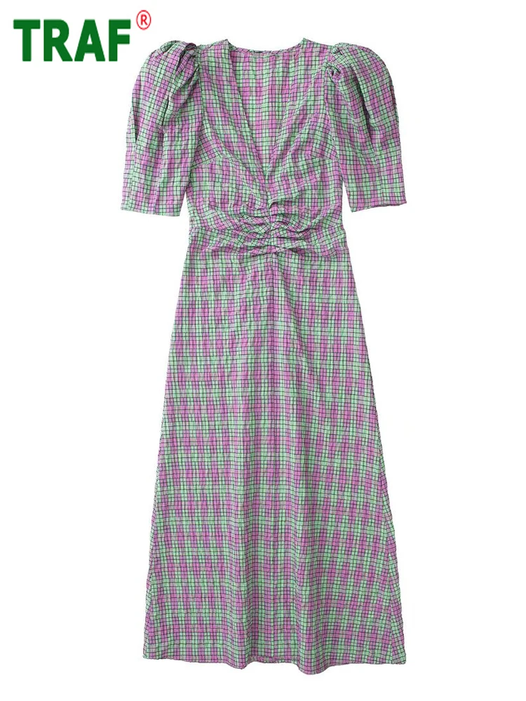 TRAF Print Plaid Dress Women Pleated Midi Dress Woman Short Puff Sleeve Casual Female Dress Check Summer Dresses for Women 2022
TRAF Print Plaid Dress Women Pleated Midi Dress Woman Short Puff Sleeve Casual Female Dress Check Summer Dresses for Women 2022