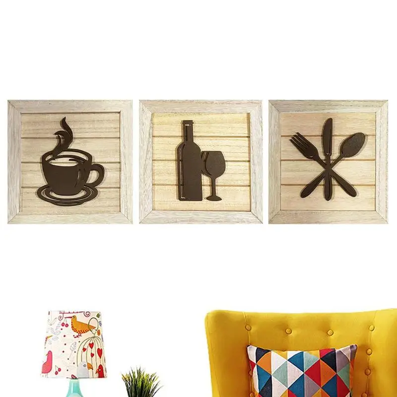 

Настенные деревянные подвески в рамке, набор из 3 предметов, минималистичные художественные подвески для украшения стен, аксессуары для гостиной, кухни, Настенный декор