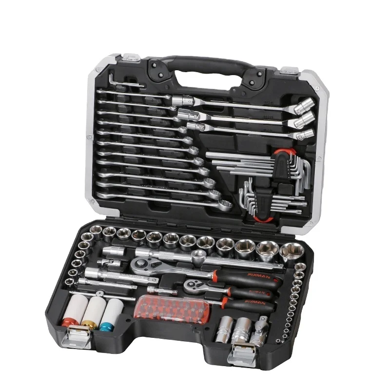 FIXMAN Hot Sale Household Machine Tool Kit 111pcs 1/2"& 1/4" Dr Ratchet Wrench Socket Tool Set
FIXMAN Hot Sale Household Machine Tool Kit 111pcs 1/2"& 1/4" Dr Ratchet Wrench Socket Tool Set