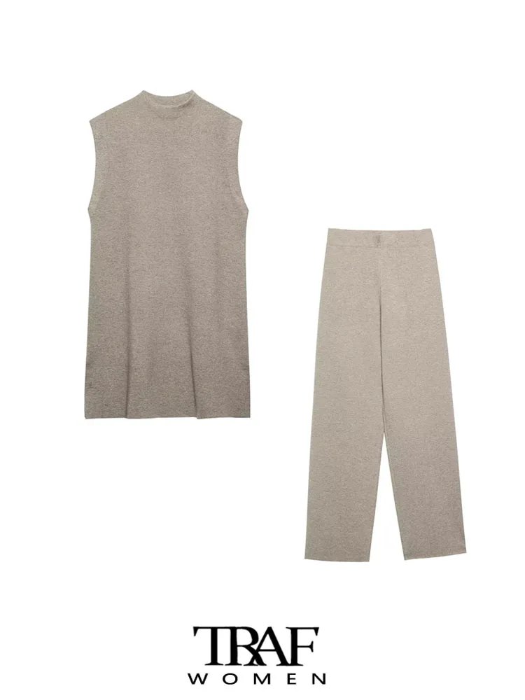 TRAF Women Fashion Soft Touch Sleeveless Knit Sweater And High Elastic Waist Straight Ankle Trousers Female Suits Mujer
TRAF Women Fashion Soft Touch Sleeveless Knit Sweater And High Elastic Waist Straight Ankle Trousers Female Suits Mujer