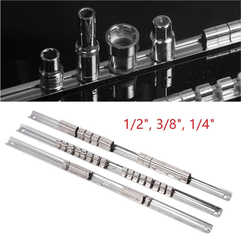 Stainless Steel Socket Rack Holder 1/4 3/8 1/2 Inch With 16 Clips Sleeve Rail Socket Storage Strip For Home Industrial Garage
Stainless Steel Socket Rack Holder 1/4 3/8 1/2 Inch With 16 Clips Sleeve Rail Socket Storage Strip For Home Industrial Garage