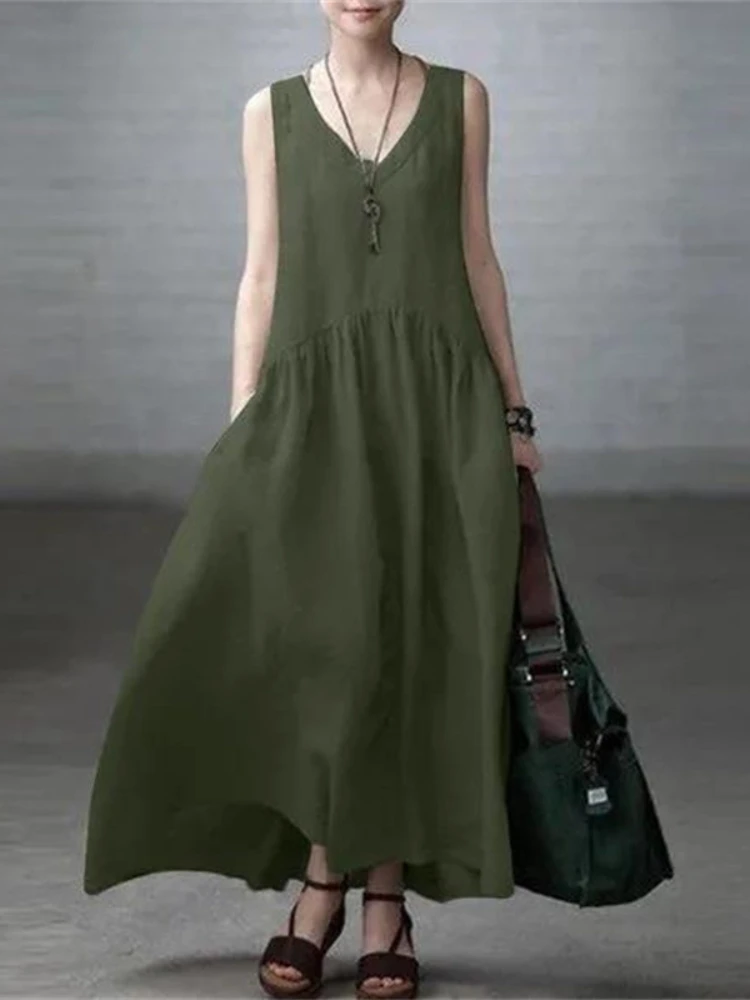 Summer Dresses for Women 2023 New V-neck LOOSE Pocket Sleeveless Long Dresses Oversized Robe Streetwear Elegant Woman Clothing
Summer Dresses for Women 2023 New V-neck LOOSE Pocket Sleeveless Long Dresses Oversized Robe Streetwear Elegant Woman Clothing