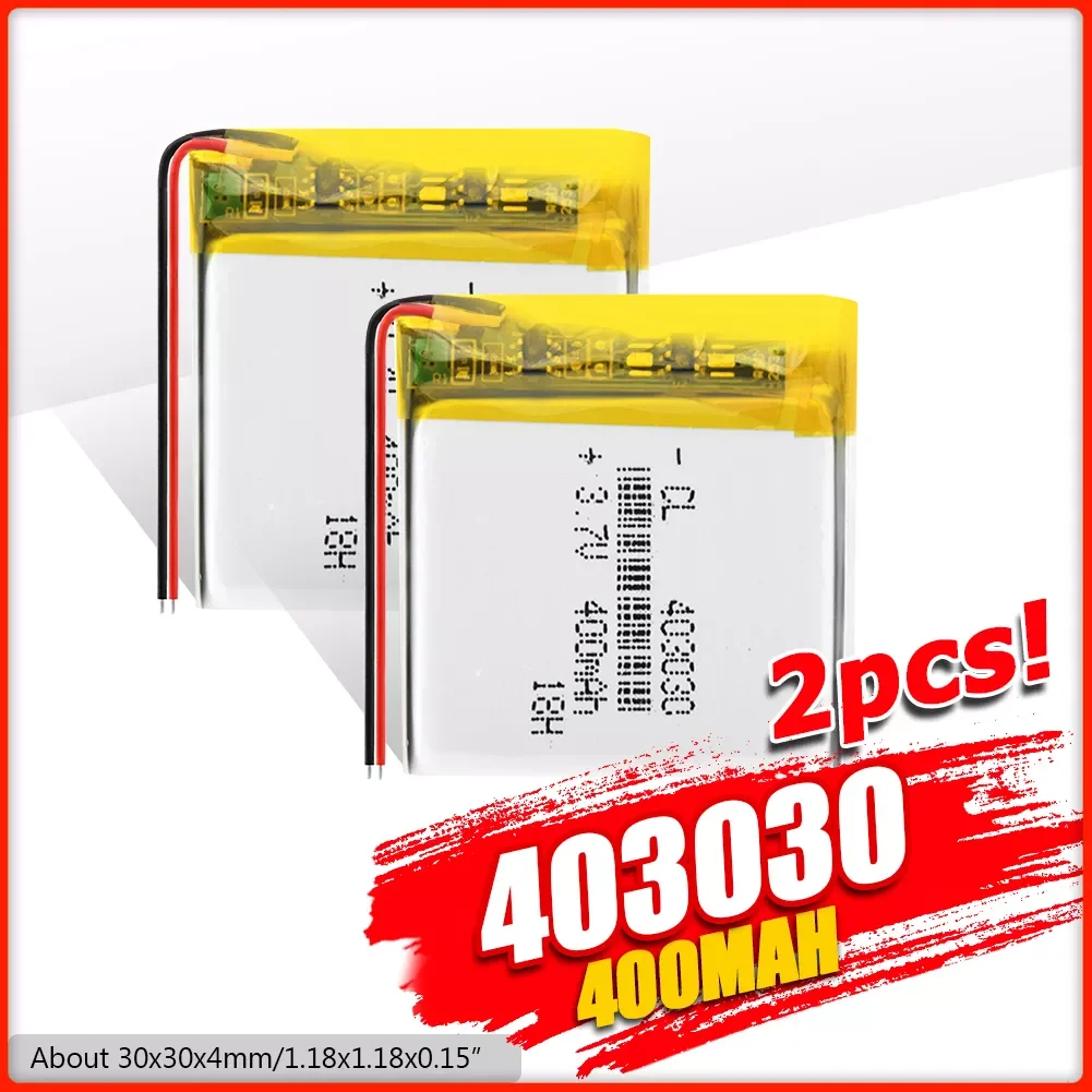 pcs 3.7V 400mAh 403030 Lithium Polymer Li-Po Rechargeable Battery For Mp3 GPS headphone smart watch 4*30*30mm
pcs 3.7V 400mAh 403030 Lithium Polymer Li-Po Rechargeable Battery For Mp3 GPS headphone smart watch 4*30*30mm