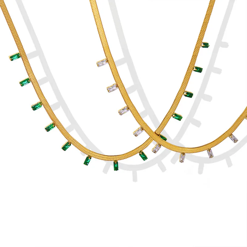 Punk Green Zircon Snake Chain Necklace for Women Pendant Choker Titanium Steel Jewelry Accessories Valentines Day Gift Collier
Punk Green Zircon Snake Chain Necklace for Women Pendant Choker Titanium Steel Jewelry Accessories Valentines Day Gift Collier
