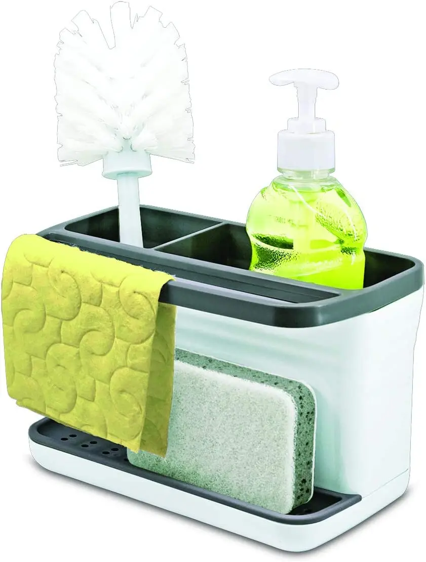2 Compartment Kitchen Sink Organizer | Soap, Brush and Dishcloth Sponge Holder | Drain Holes and Dump Nozzle Keep Countertop
2 Compartment Kitchen Sink Organizer | Soap, Brush and Dishcloth Sponge Holder | Drain Holes and Dump Nozzle Keep Countertop